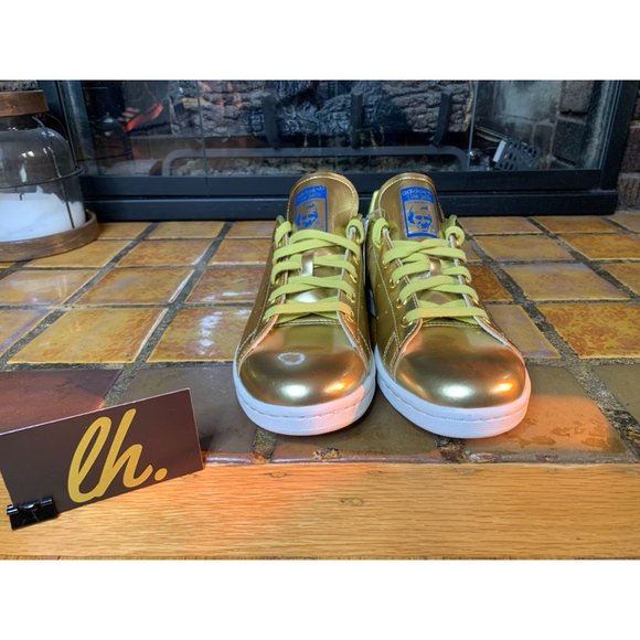 Mens 4.5 Adidas Originals Stan Smith Gold Leather Casual Sneakers FW5364 - Picture 3 of 8